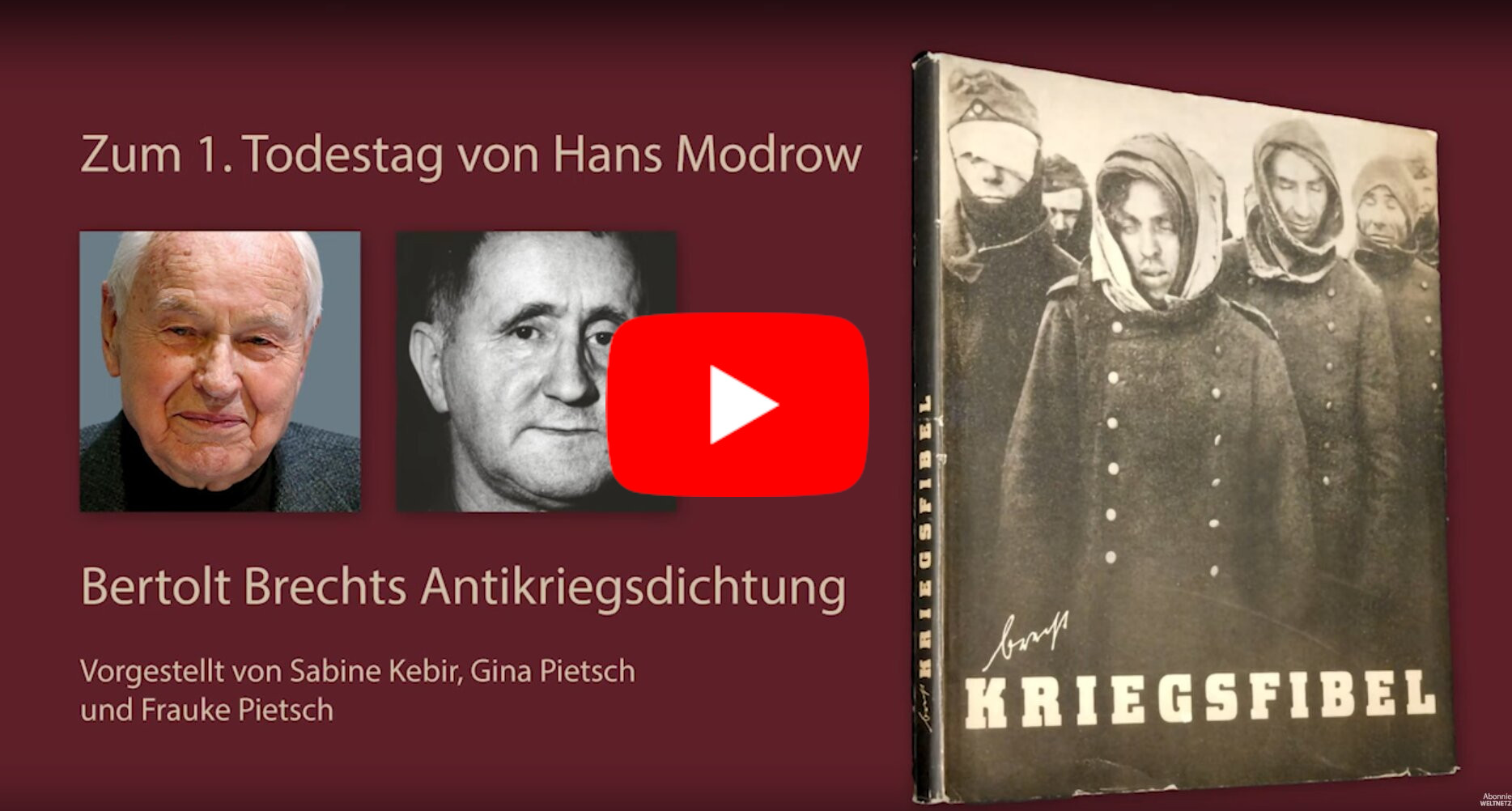 youtube Antikriegsdichtung von Bertolt Brecht,  Gedenkfeier Modrow